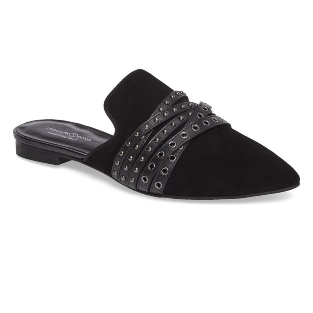 Black mule flats